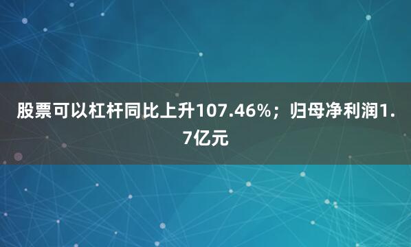 股票可以杠杆同比上升107.46%；归母净利润1.7亿元
